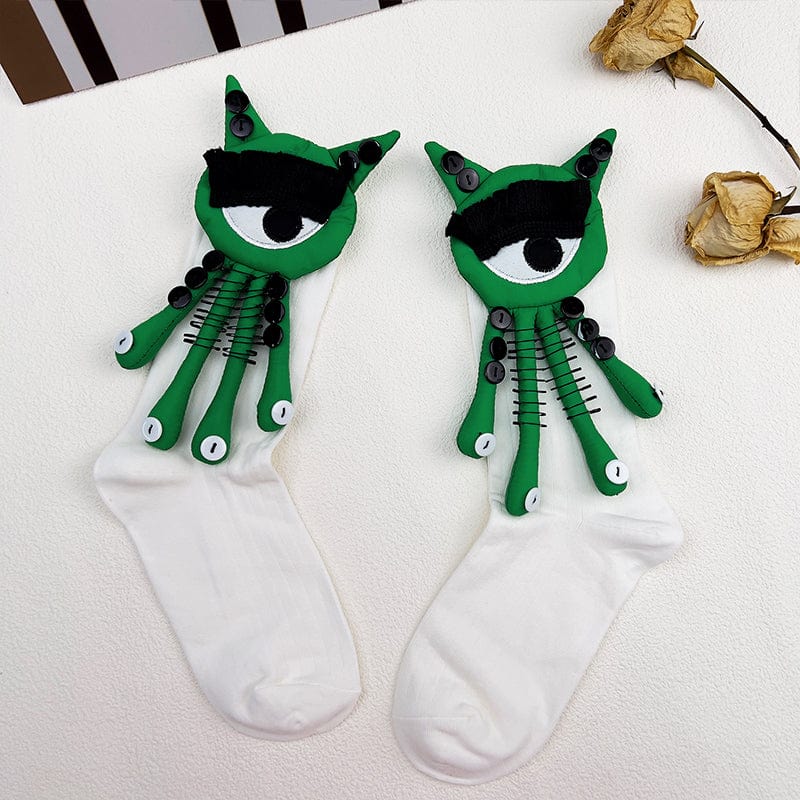 White Socks with Removable Green Googly Eyes Dolls | NueShiny