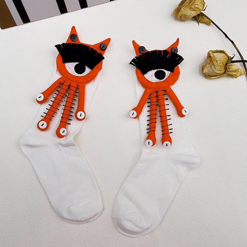 White Socks with Removable Orange Googly Eyes Dolls | NueShiny