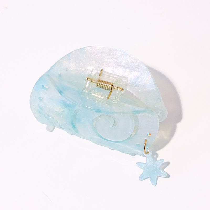 Medium Rippling Blue Shell Hair Claw Clips | NueShiny & Be warm  in