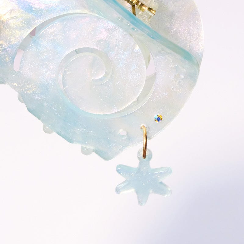 Medium Rippling Blue Shell Hair Claw Clips | NueShiny & Be warm  in