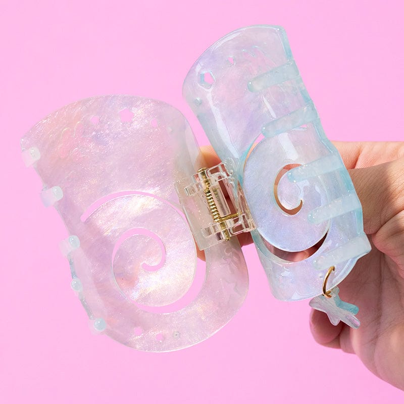Medium Rippling Blue Shell Hair Claw Clips | NueShiny & Be warm  in