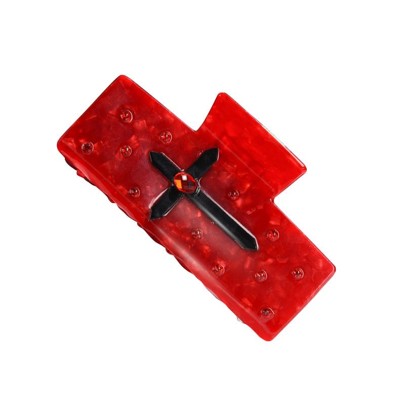 Medium Red Cross Hair Claw Clips | NueShiny