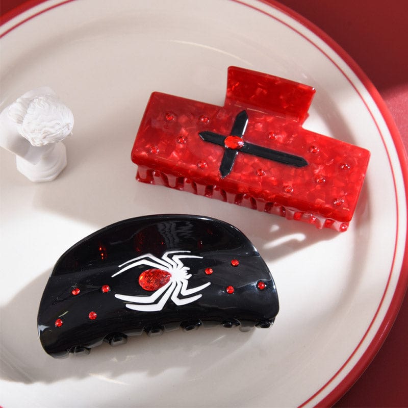 Medium Red Cross Hair Claw Clips | NueShiny