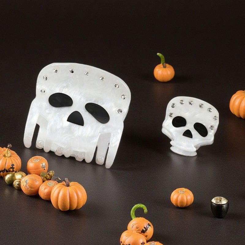 Mini White Skull Hair Claw Clips | NueShiny