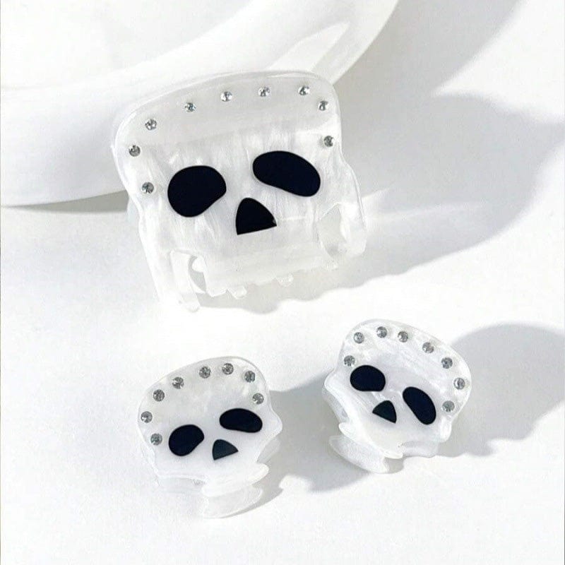 Mini White Skull Hair Claw Clips | NueShiny
