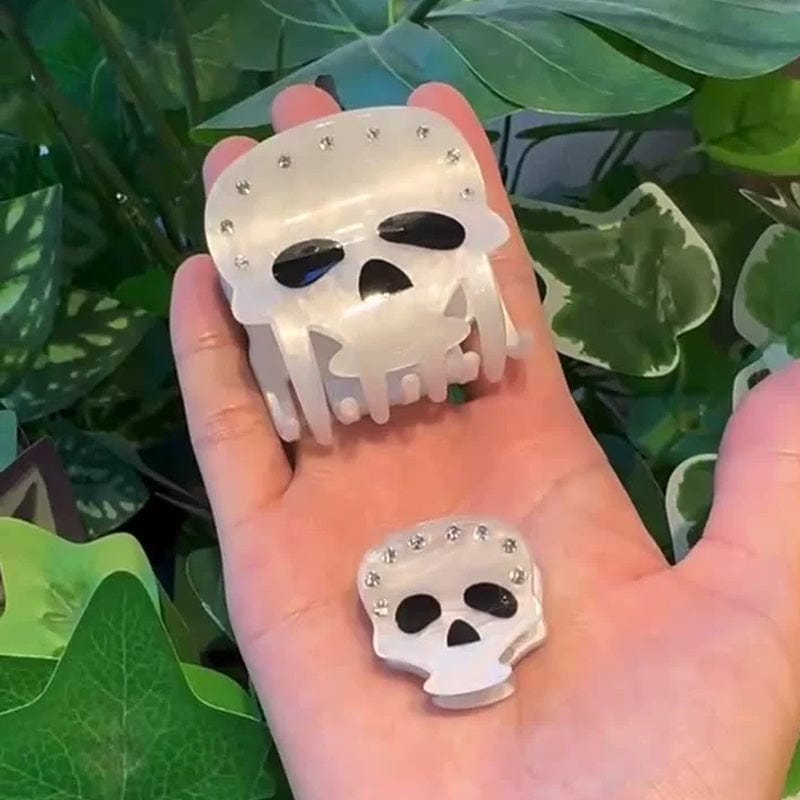 Mini White Skull Hair Claw Clips | NueShiny