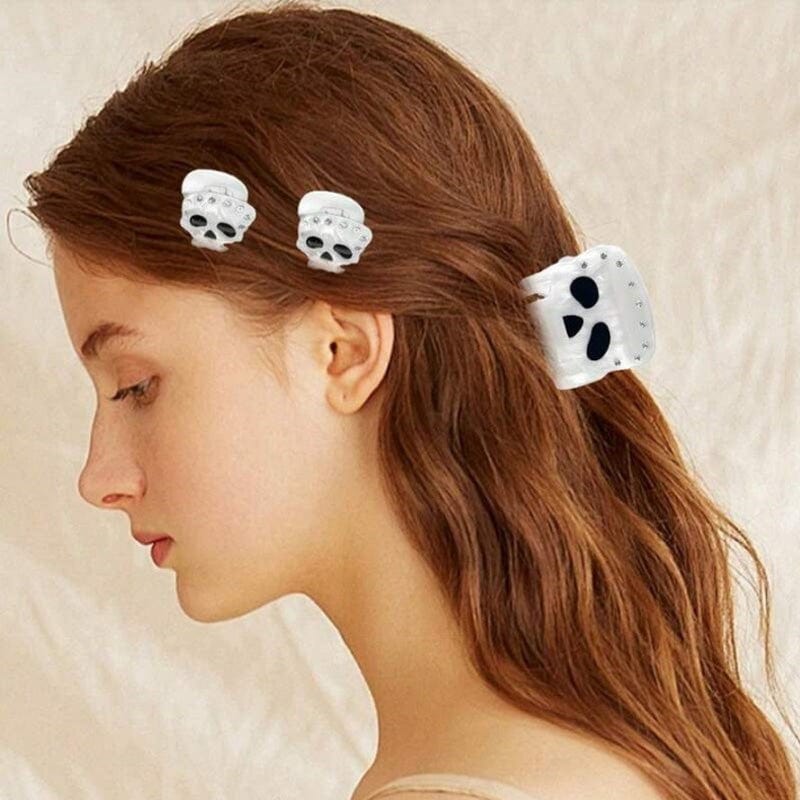 Mini White Skull Hair Claw Clips | NueShiny