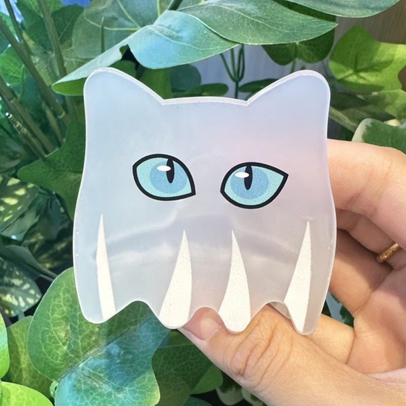 Small White Cat Ghost Hair Claw Clips | NueShiny