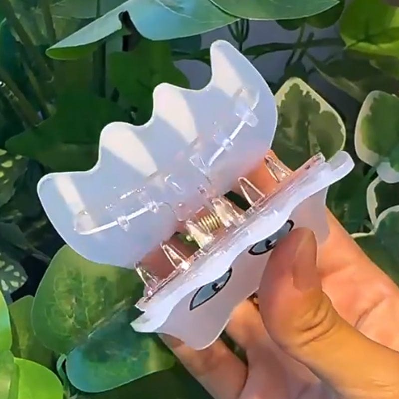 Small White Cat Ghost Hair Claw Clips | NueShiny