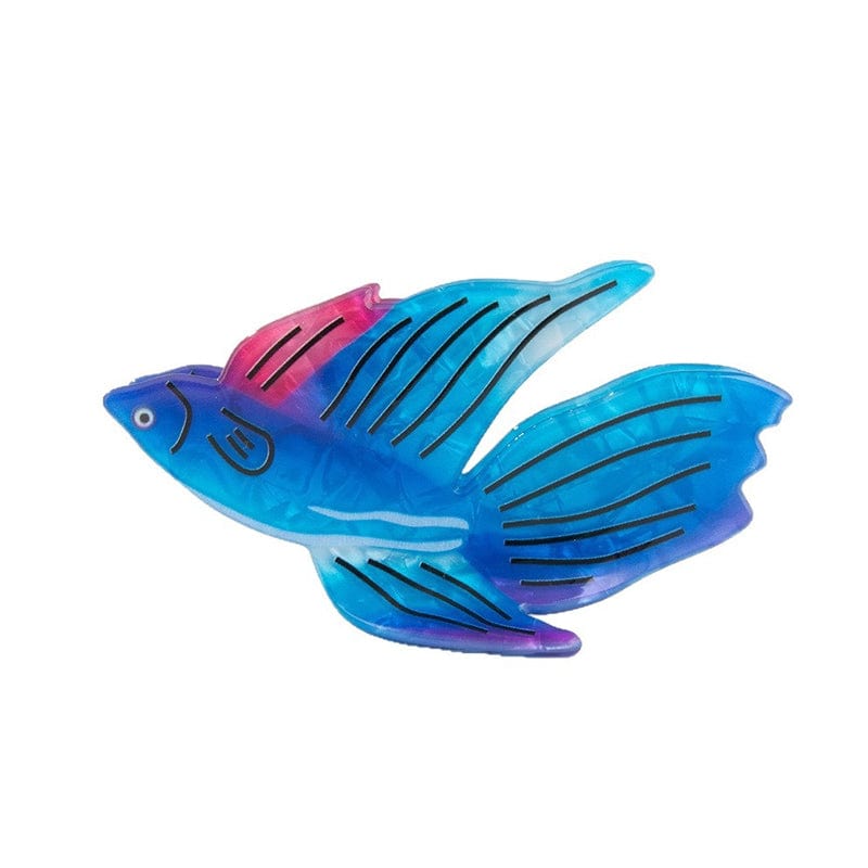 Medium Blue Flying Fish Hair Claw Clips | NueShiny