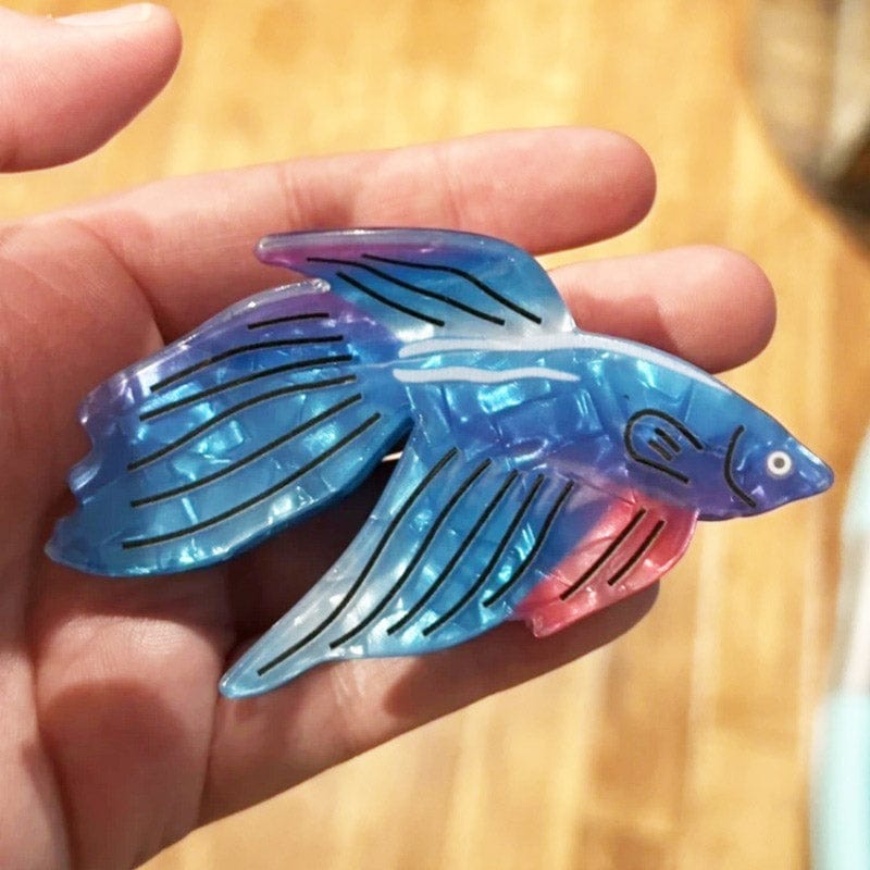 Medium Blue Flying Fish Hair Claw Clips | NueShiny