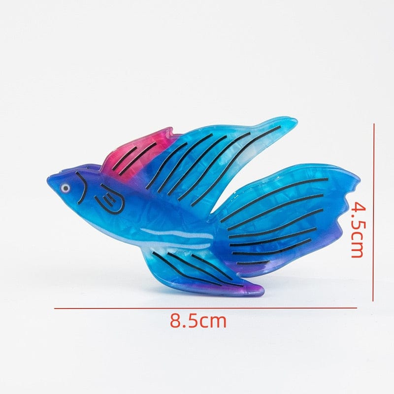 Medium Blue Flying Fish Hair Claw Clips | NueShiny