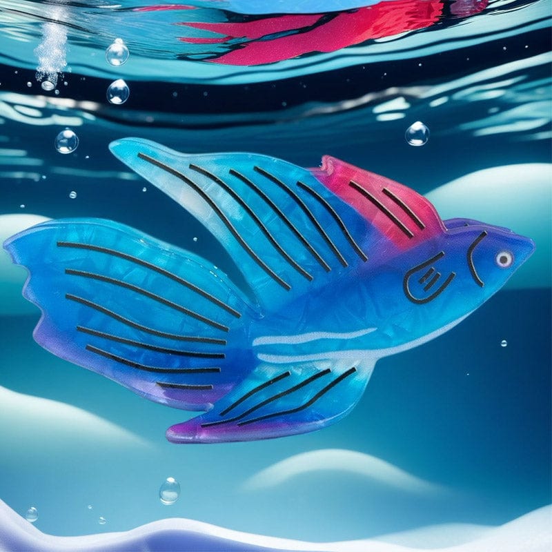 Medium Blue Flying Fish Hair Claw Clips | NueShiny
