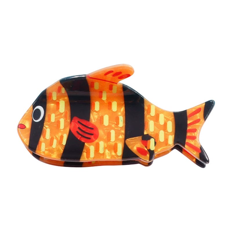 Medium Black Striped Fish Hair Claw Clips | NueShiny