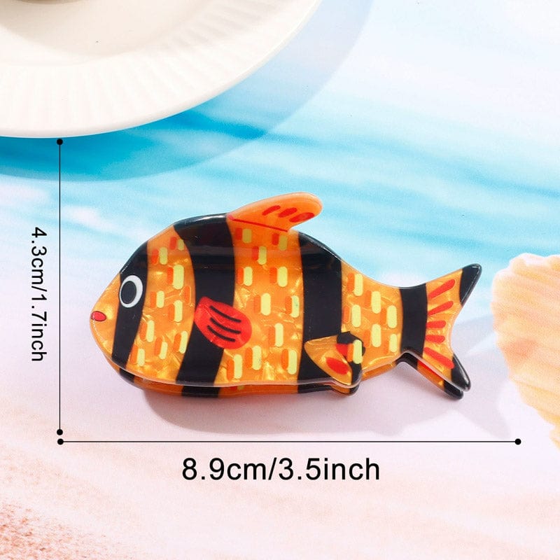 Medium Black Striped Fish Hair Claw Clips | NueShiny