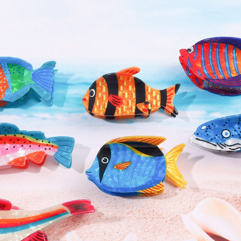 Medium Black Striped Fish Hair Claw Clips | NueShiny