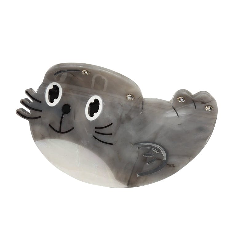 Large Gray Cartoon Seal Hair Claw Clips | NueShiny