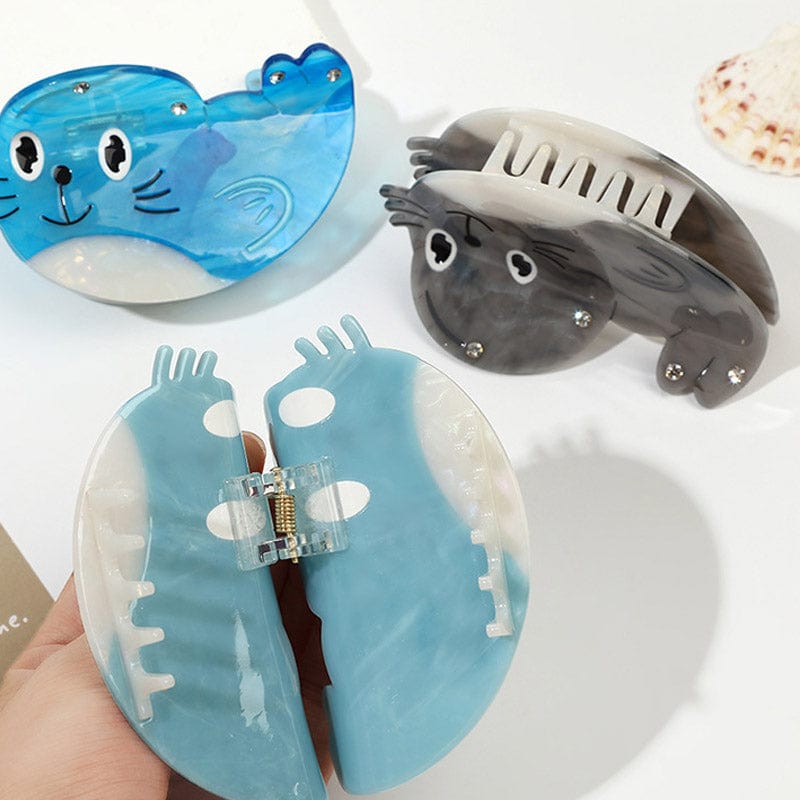 Large Gray Cartoon Seal Hair Claw Clips | NueShiny