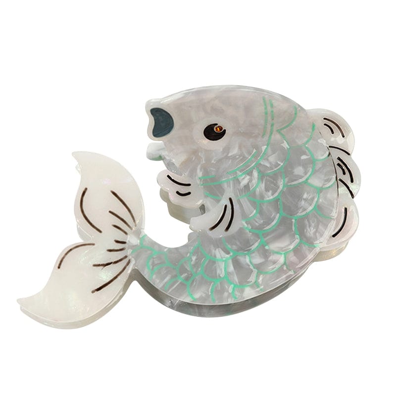 Large Gray Jumping Koi Hair Claw Clips | NueShiny
