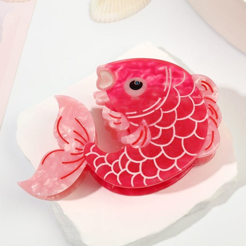 Large Red Jumping Koi Hair Claw Clips | NueShiny