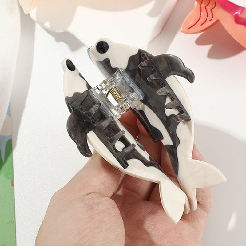 Large Black Cartoon Koi Fish Hair Claw Clips | NueShiny