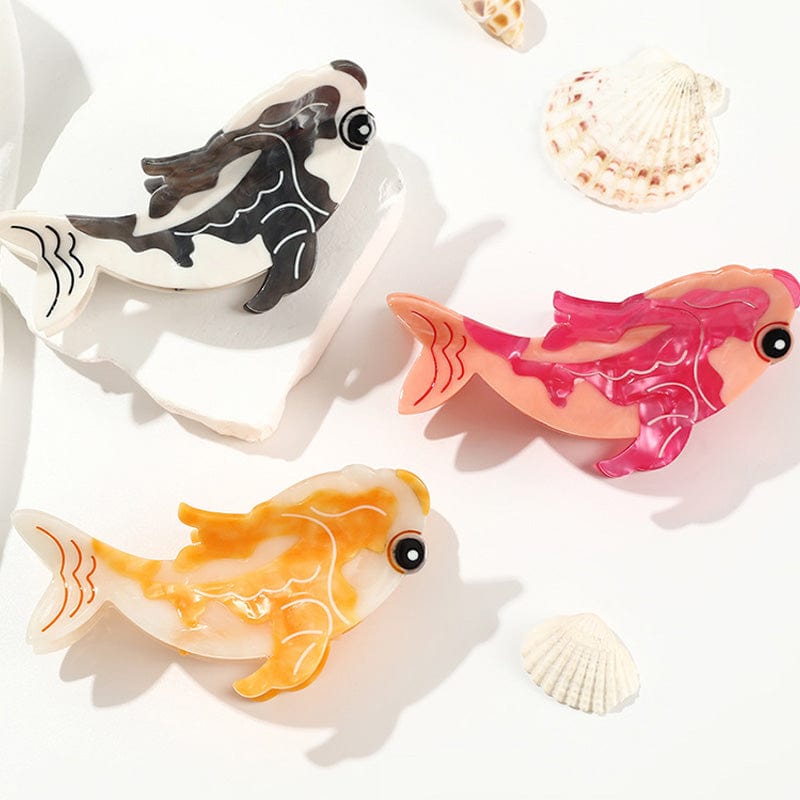 Large Black Cartoon Koi Fish Hair Claw Clips | NueShiny