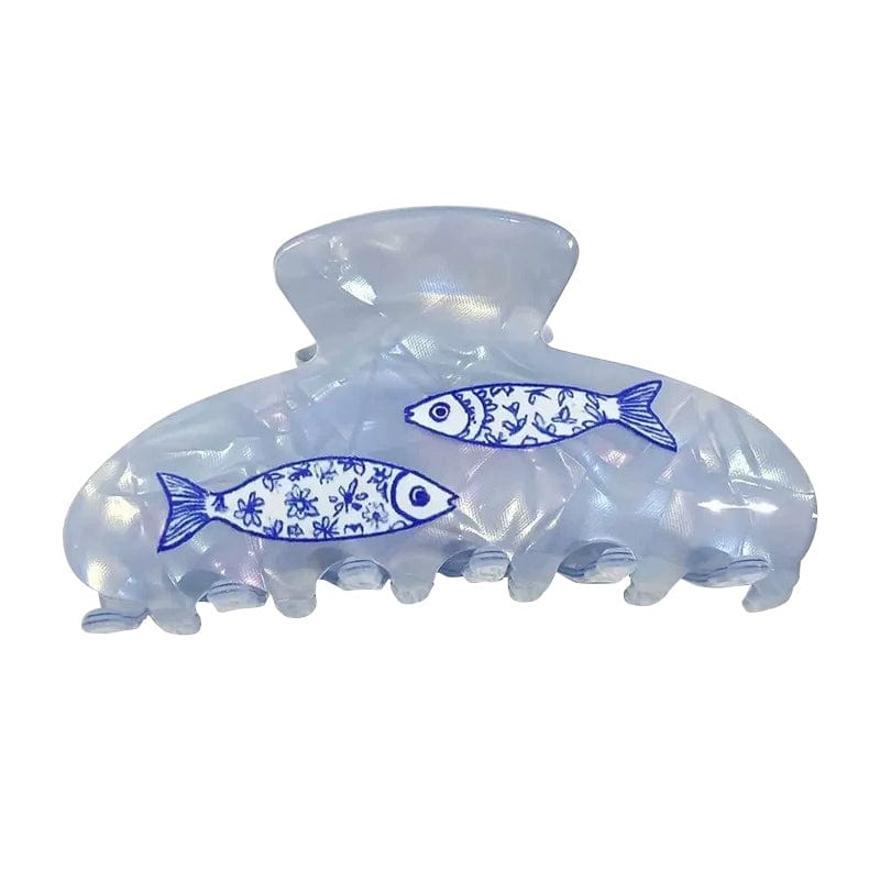 Medium Little Blue Cartoon Fish Hair Claw Clips | NueShiny