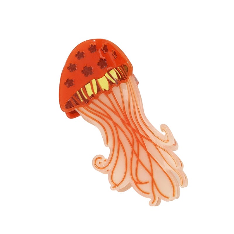 Medium Orange Glowing Jellyfish Hair Claw Clips | NueShiny