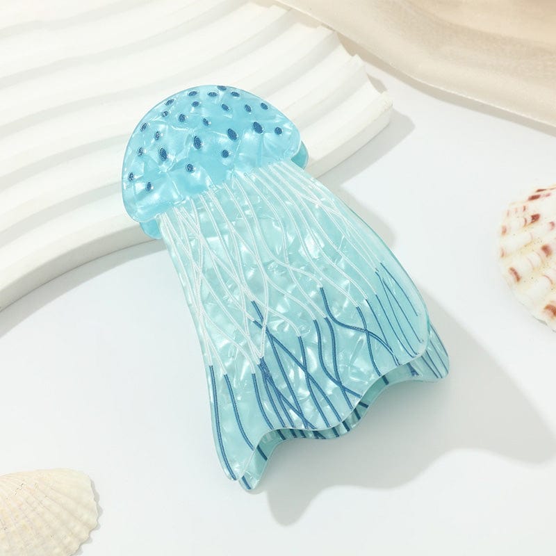 Medium Sky Blue Glowing Jellyfish Hair Claw Clips | NueShiny