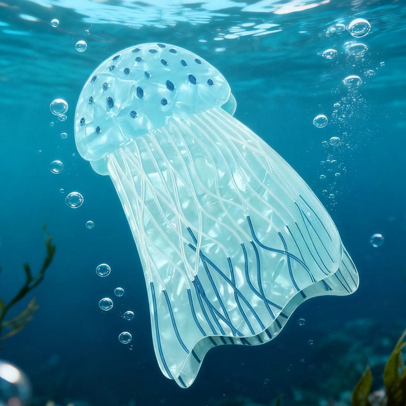 Medium Sky Blue Glowing Jellyfish Hair Claw Clips | NueShiny