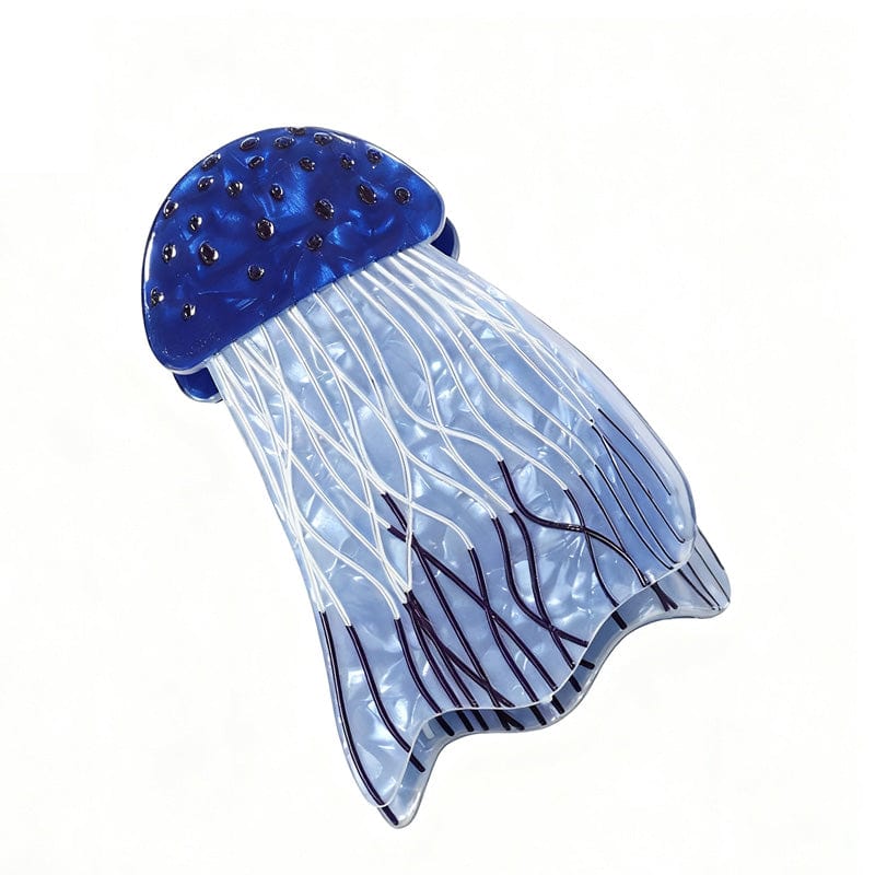 Medium Navy Blue Glowing Jellyfish Hair Claw Clips | NueShiny