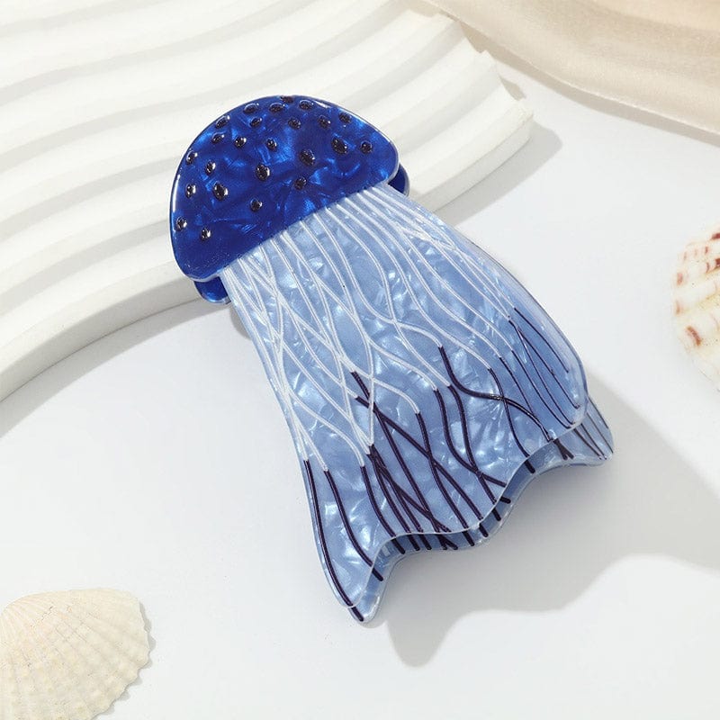 Medium Navy Blue Glowing Jellyfish Hair Claw Clips | NueShiny
