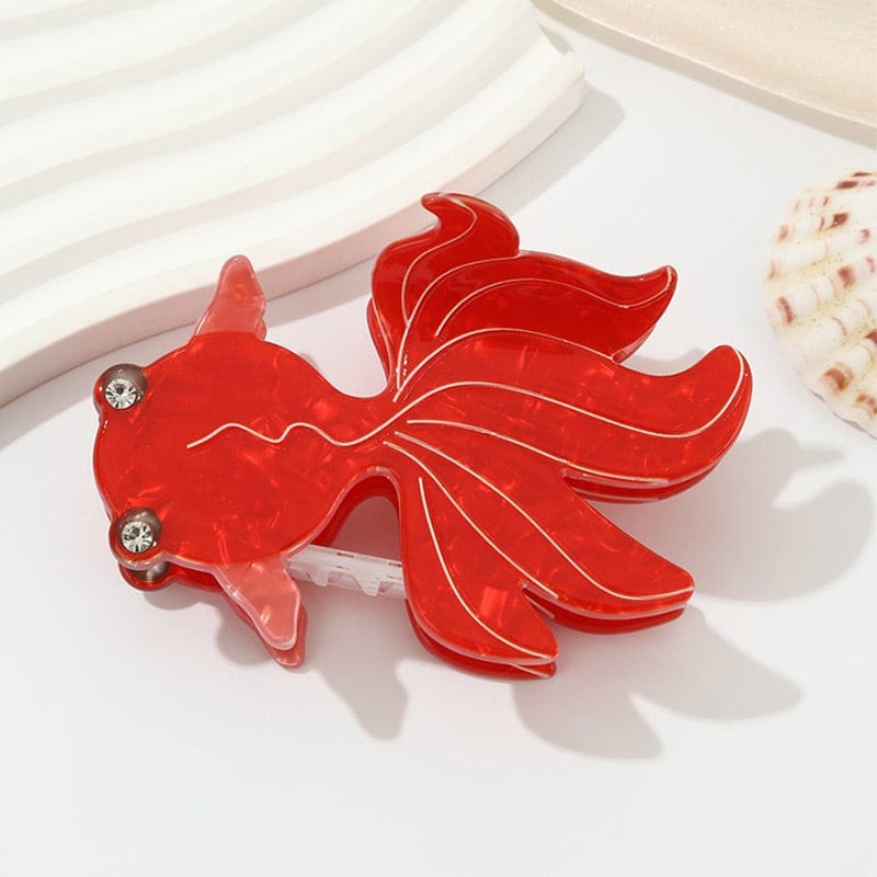 Medium Red Big-Eye Fish Hair Claw Clips | NueShiny