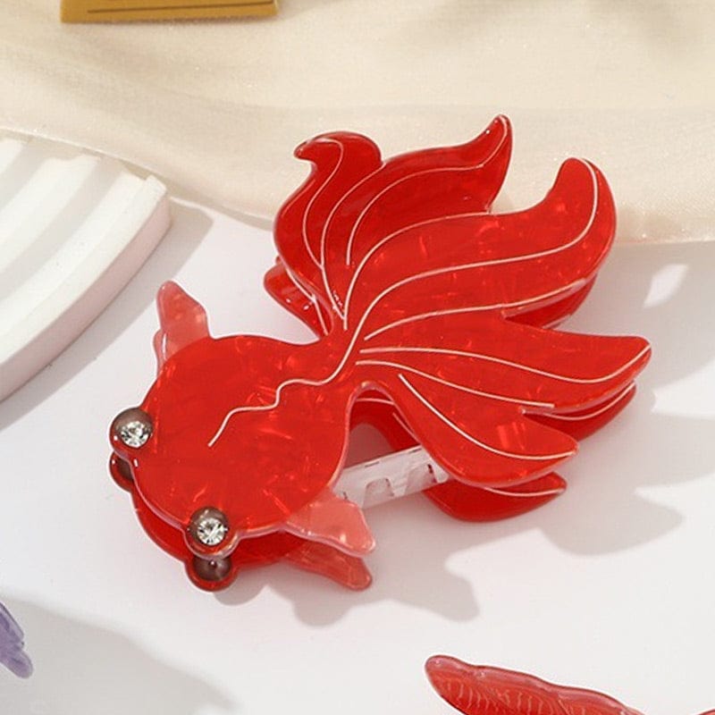 Medium Red Big-Eye Fish Hair Claw Clips | NueShiny