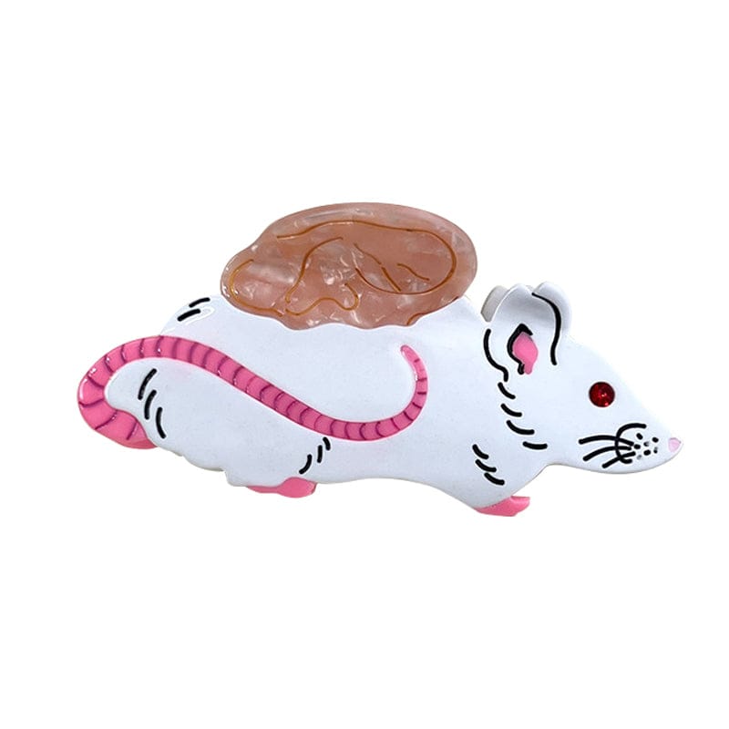 Medium White Mouse Hair Claw Clips | NueShiny