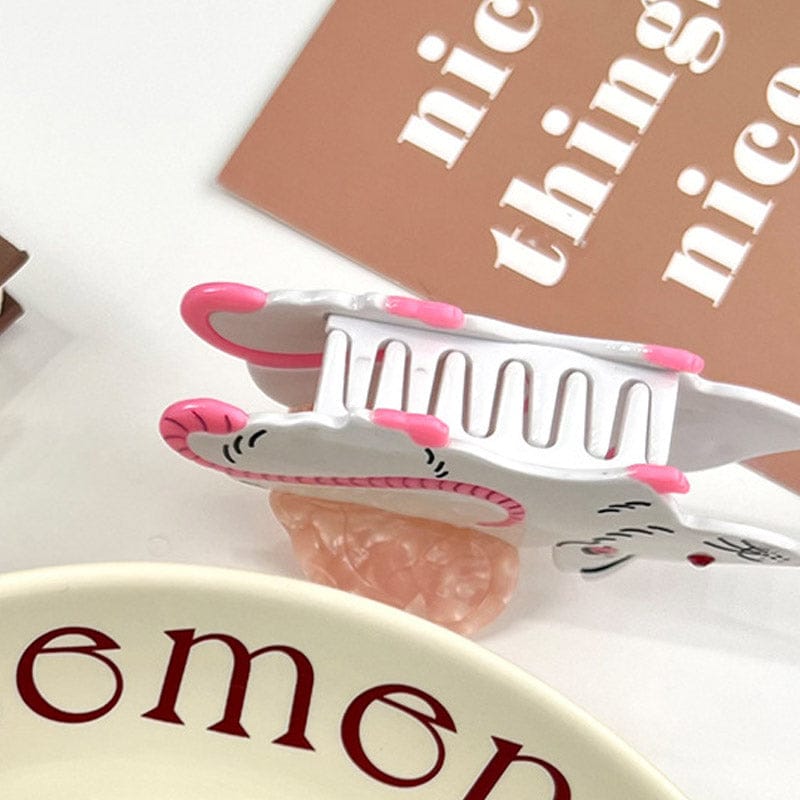 Medium White Mouse Hair Claw Clips | NueShiny