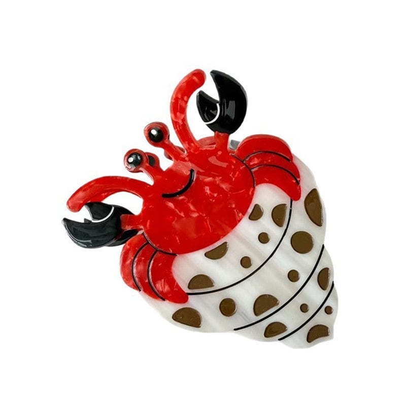 Medium White & Brown Hermit Crab Hair Claw Clips | NueShiny