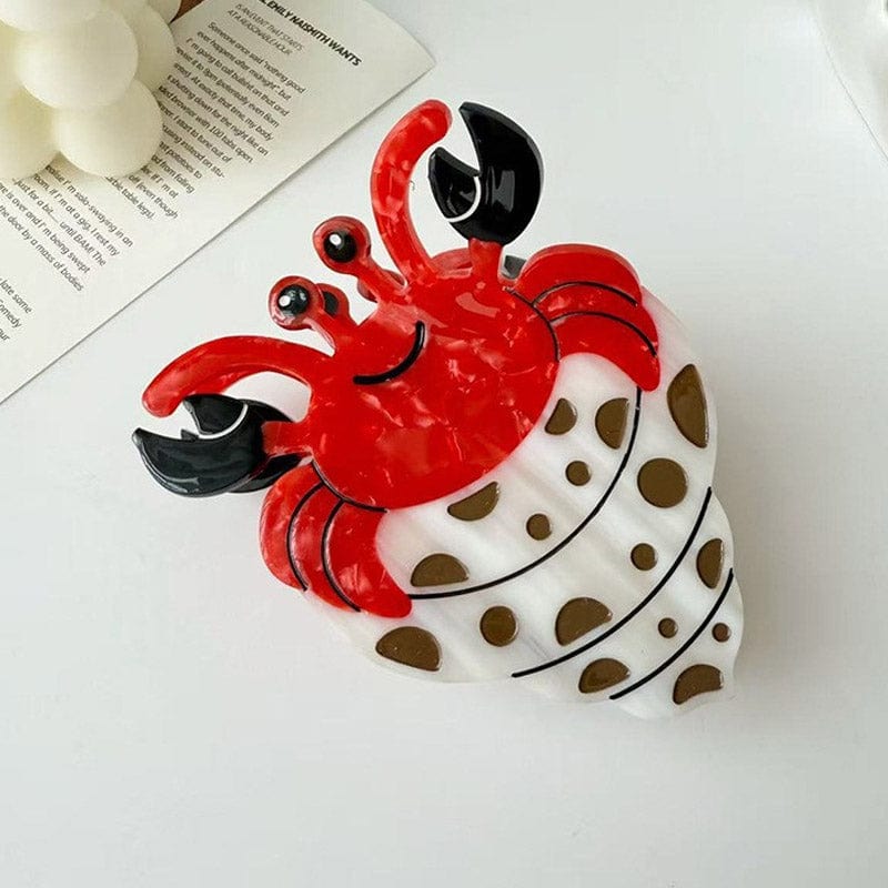 Medium White & Brown Hermit Crab Hair Claw Clips | NueShiny