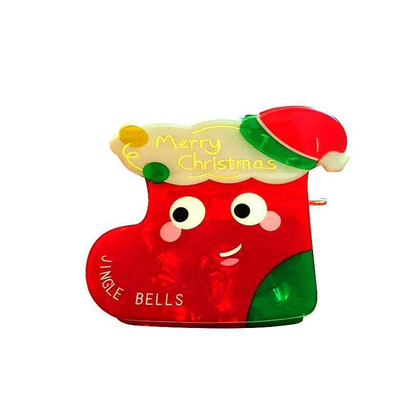 Medium Red Christmas Stockings Hair Claw Clips | NueShiny