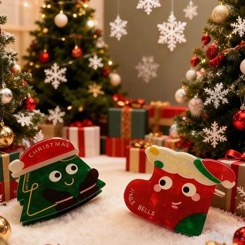 Medium Red Christmas Stockings Hair Claw Clips | NueShiny