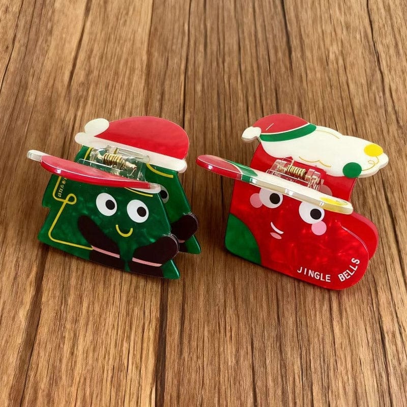 Medium Green Christmas Hat Hair Claw Clips | NueShiny