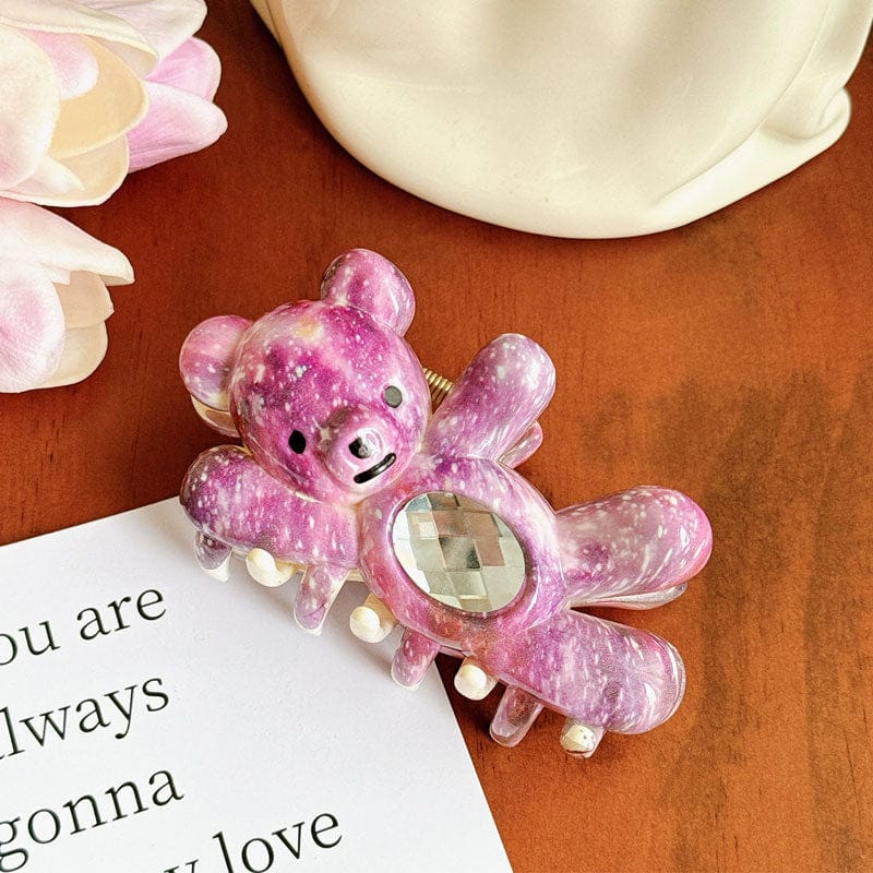 Large Ombre Purple Waving Bear Hair Claw Clips | NueShiny