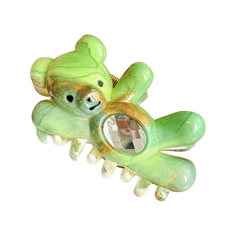 Large Shimmering Teal Waving Bear Hair Claw Clips | NueShiny