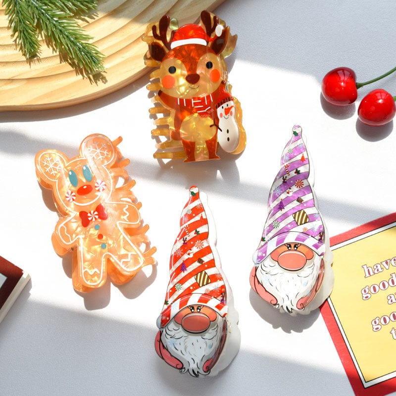 Large Purple Hat Santa Claus Hair Claw Clips | NueShiny