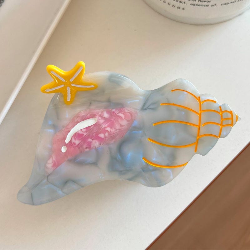 Medium Blue Conch Hair Claw Clips | NueShiny