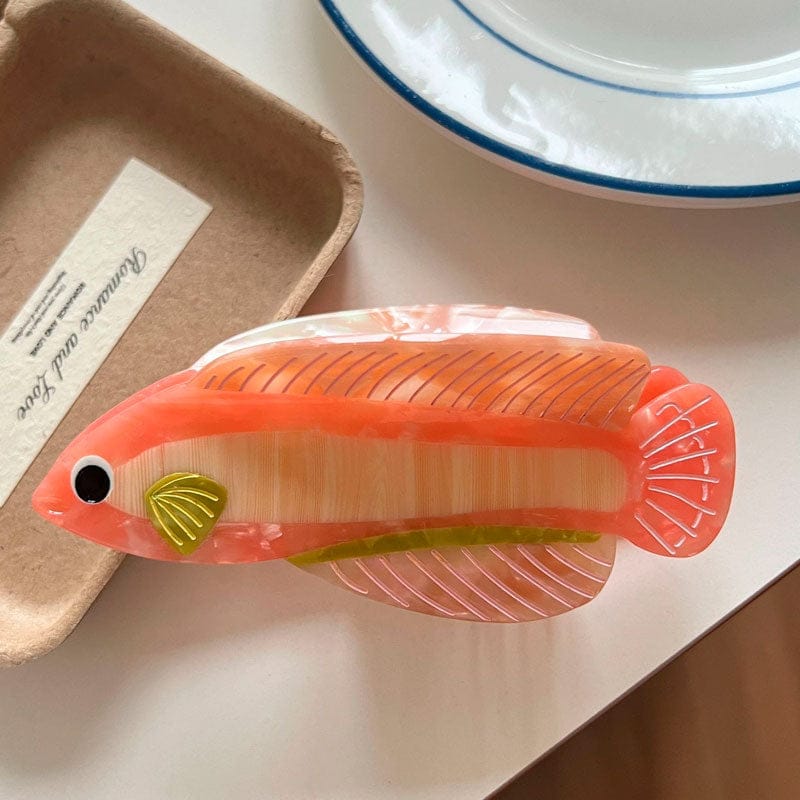 Large Pink Silver Arowana Hair Claw Clips | NueShiny