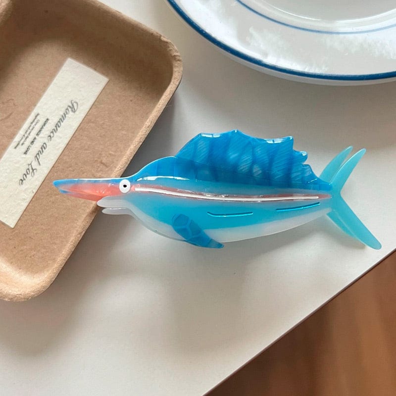 Large Blue Cartoon Marlin Hair Claw Clips | NueShiny