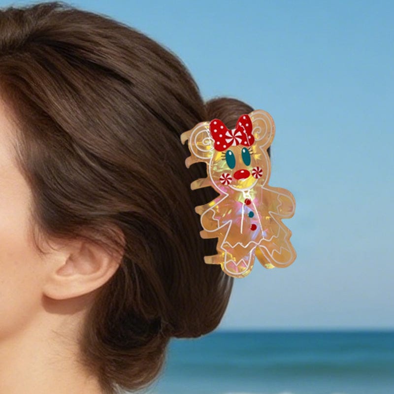 Medium Gingerbread Man with Bow Hair Claw Clips | NueShiny