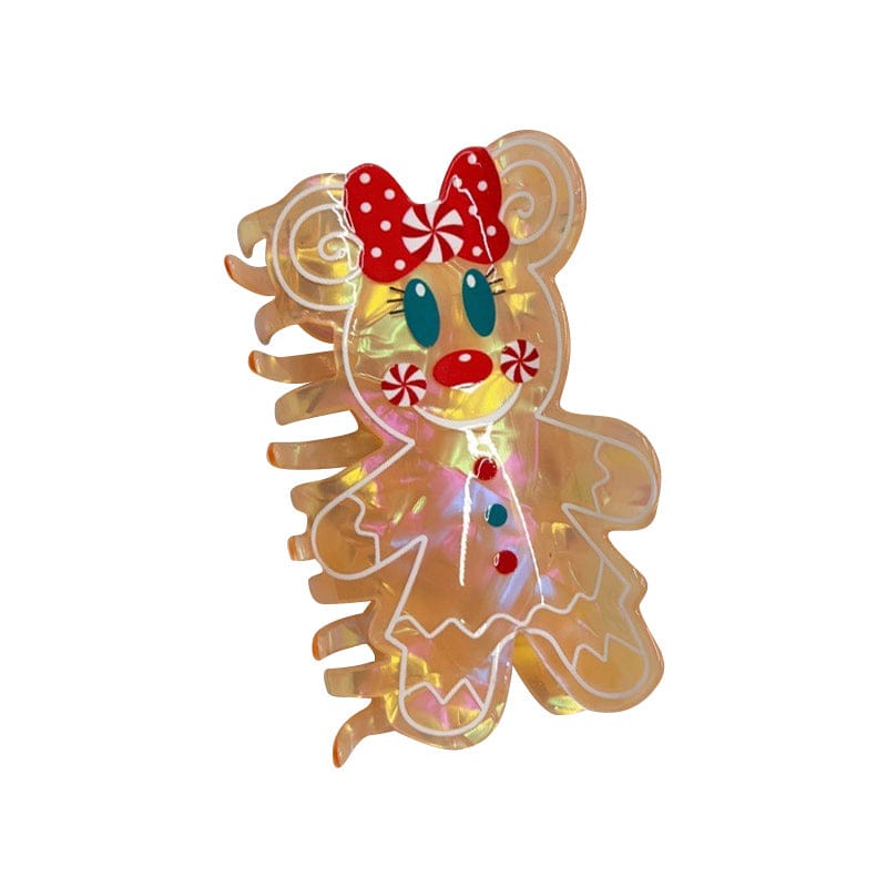 Medium Gingerbread Man with Bow Hair Claw Clips | NueShiny