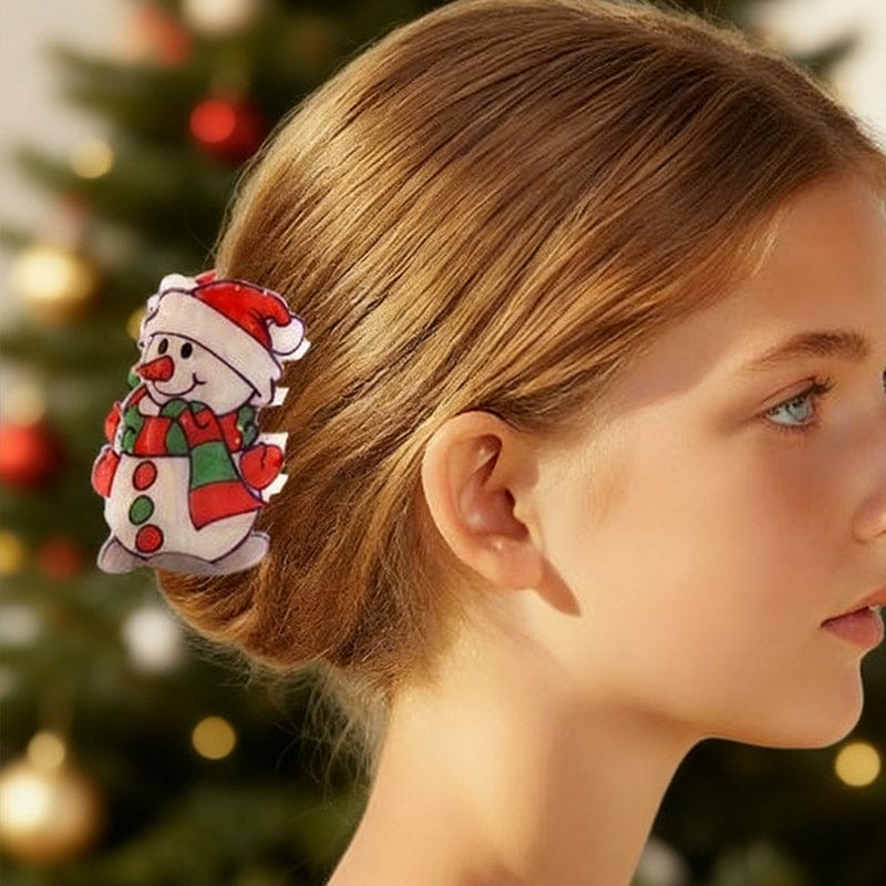 Medium Santa Hat Snowman Hair Claw Clips | NueShiny